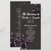 Berry Paarse & Zwarte Lelie Roos Bloemen Huwelijk Programmakaart (Voorkant / Achterkant)