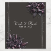Berry Paarse & Zwarte Lelie Roos Bloemen Huwelijk Wijn Etiket (Enkel label)