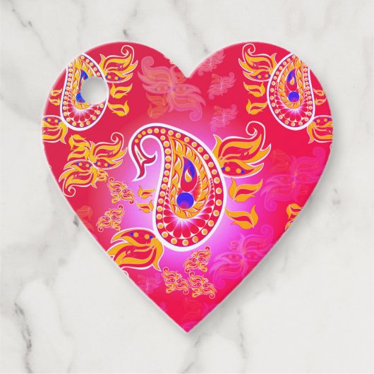 Berry Paisley Heart Gift Label (Voorkant)