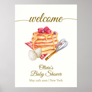Berry Pancake Egg Whisk Brunch Baby shower Welkom Poster