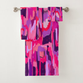 Berry Patch: Rood en Roze Abstract Bad Handdoek