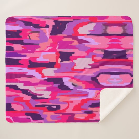 Berry Patch: Rood en Roze Abstract Sherpa Deken (Voorkant (horizontaal))