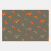 Berry Pattern Olive Green Magenta Brown Inpakpapier Vel (Voorkant 3)