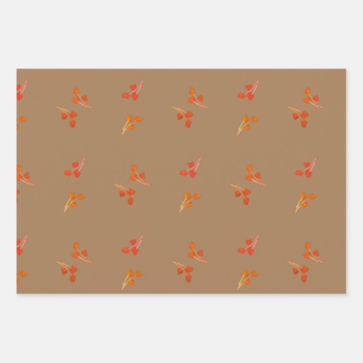 Berry Pattern Olive Green Magenta Brown Inpakpapier Vel (Voorkant)