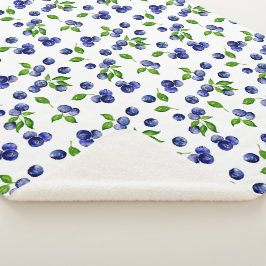 Berry Pattern Waterverf Blueberry Cute Sherpa Deken