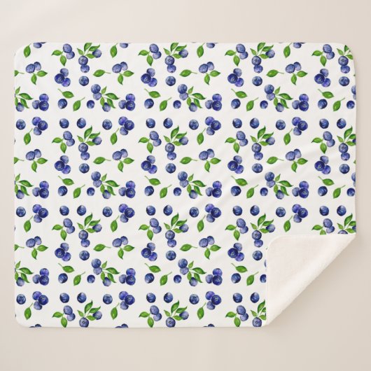Berry Pattern Waterverf Blueberry Cute  Sherpa Deken (Voorkant (horizontaal))