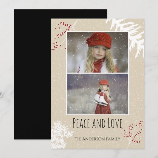 Berry Peace and Love Feestdagenkaart (Voorkant / Achterkant)