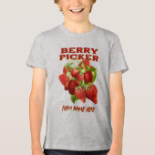 Berry Picker Aardbeien Boerderij Naam Tri-Blend Shirt (Voorkant)