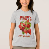 Berry Picker Aardbeien Boerderij Naam Tri-Blend Shirt (Voorkant)