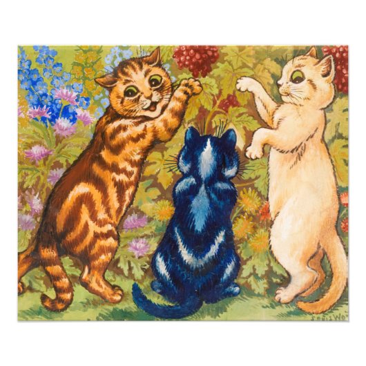 Berry Picking by Louis Wain Foto Afdruk (Voorkant)