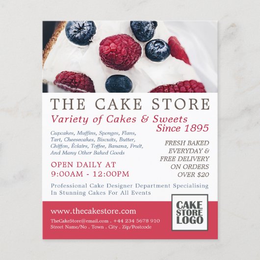 Berry Pie, Cakery, Cake Store Adverteren Flyer (Voorkant)