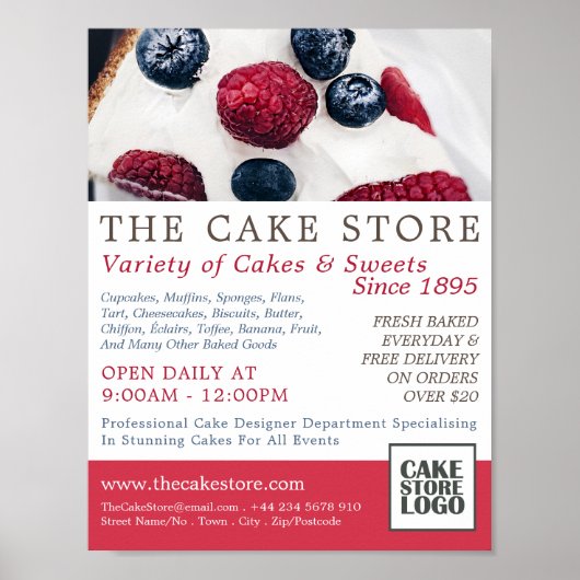 Berry Pie, Cakery, Cake Store Adverteren Poster (Voorkant)