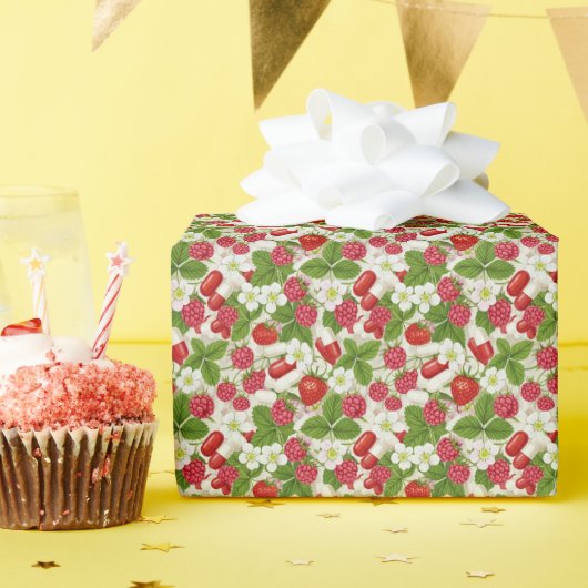 Berry & Pill Patroon Apotheek Cadeaupapier (Verjaardagsfeest)