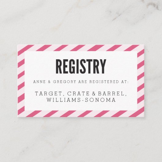 Berry Pink Carnival Stripes Registry Insert Kaart (Voorkant)
