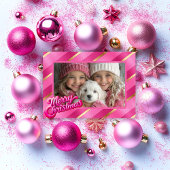 Berry Pink en Blush Brilliance Kerstfoto Feestdagenkaart