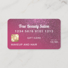 Berry Pink Glitter Credit Kaart Cadeaubon Visitekaartje