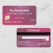 Berry Pink Glitter Credit Kaart Cadeaubon Visitekaartje (Voorkant / Achterkant)