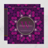 Berry Pink Magic Monogram Verloving Kaart (Voorkant / Achterkant)