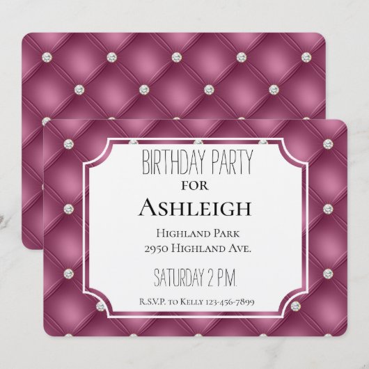 Berry Pink Sparkle Glitz Diamonds verjaardag Kaart (Voorkant / Achterkant)