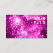 Berry Pink Sparkly Stars Celestial Photo Visitekaartje (Voorkant)