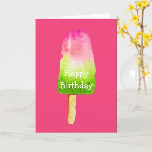 Berry popsile leuke Summertime waterverf verjaarda Kaart (Gele Bloem)