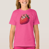 Berry Purrection: Roze kat in een aardbei T-shirt (Voorkant)