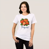 Berry Quiet Cute Strawberry Pun | Funny Fruit Tri-Blend Shirt (Voorkant volledig)
