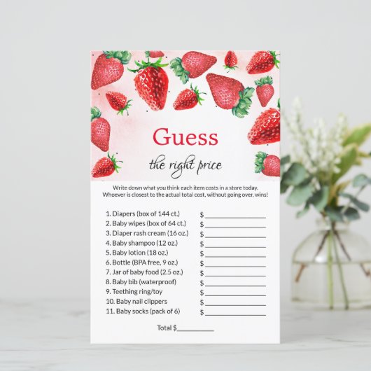 Berry Raad de juiste prijs Baby shower Games (Staand voorkant)