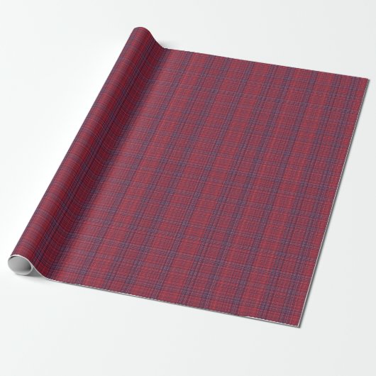 Berry Red and Slate Blue Subtle Plaid Cadeaupapier (Uitgerold)
