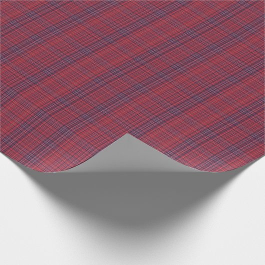 Berry Red and Slate Blue Subtle Plaid Cadeaupapier (Hoek)