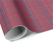 Berry Red and Slate Blue Subtle Plaid Cadeaupapier (Rol Hoek)