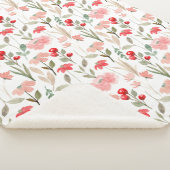 Berry Red Blush Roze Bloemen Patroon Sherpa Deken (3/4)
