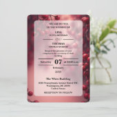 Berry Red Bold Accent Wedding Invite Kaart (Staand voorkant)