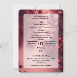 Berry Red Bold Accent Wedding Invite Kaart