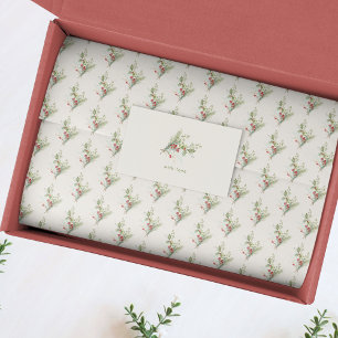 Berry Red Botanical Holiday Kerstcadeau Tissuepapier