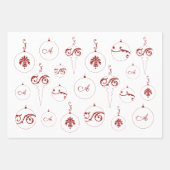 Berry Red Christmas Monogram Bauble-Ornamenten Inpakpapier Vel (Voorkant 2)