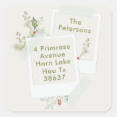 Berry Red Cream Botanische Vakantie Kerstmis Vierkante Sticker (Voorkant)