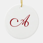 Berry Red Elegant Script Monogram Kerst Keramisch Ornament (Voorkant)