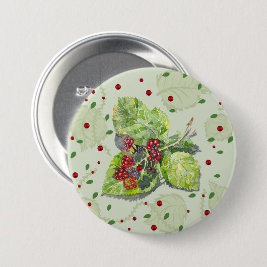 Berry Red en zwarte bramen Ronde Button 7,6 Cm (Voorkant /achterkant)