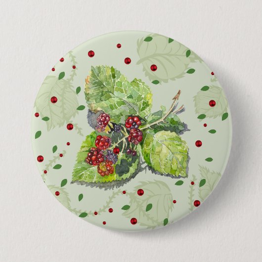 Berry Red en zwarte bramen Ronde Button 7,6 Cm (Voorkant)