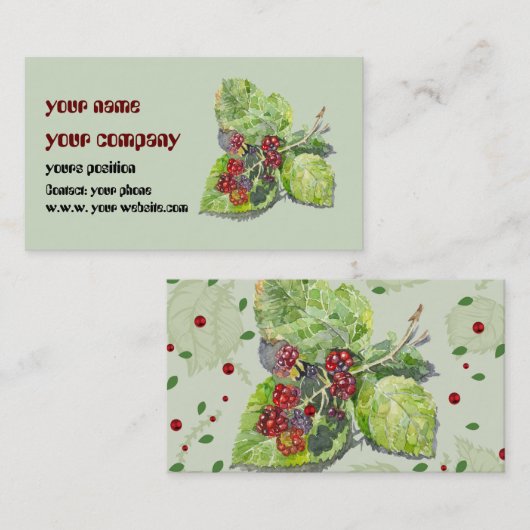 Berry Red en zwarte bramen Visitekaartje (Voorkant / Achterkant)