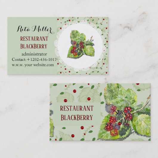 Berry Red en zwarte bramen Visitekaartje (Voorkant / Achterkant)