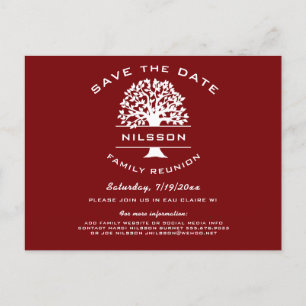 Berry Red Family Tree Reunion Save the Date Aankondigingskaart