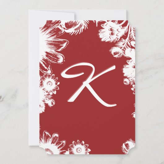 Berry Red  Flower Weddings Kaart (Achterkant)