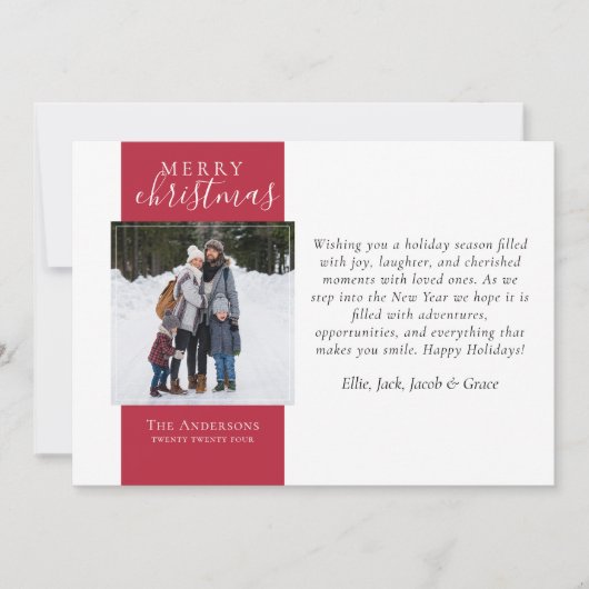 Berry Red Foto Vrolijk Kerstfeest Feestdagenkaart (Voorkant)
