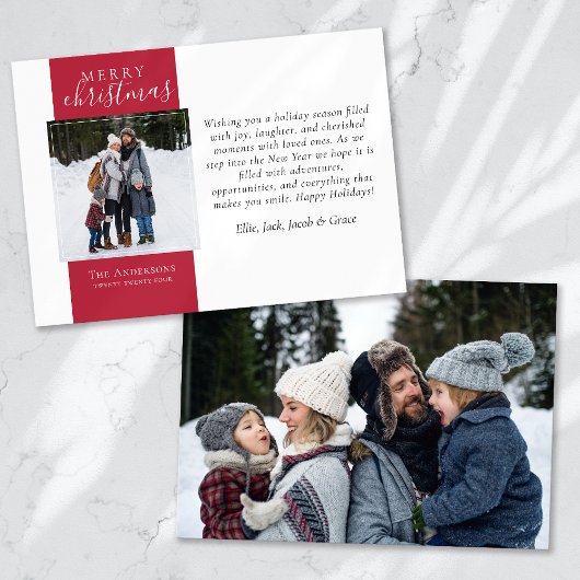 Berry Red Foto Vrolijk Kerstfeest Feestdagenkaart