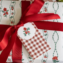 Berry Red Gingham Cadeau Labels