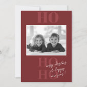 Berry Red Ho Ho Ho en Kerstfoto Kaart (Voorkant)