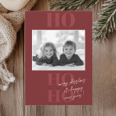 Berry Red Ho Ho Ho en Kerstfoto Kaart
