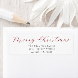 Berry Red Merry Christmas Return Address Label